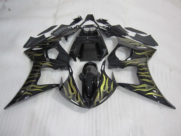 Carenado Moto Yamaha R6 2003-2005 - Negro con Amarillo Llama Carenado Moto Yamaha R6 2003-2005 - Negro con Amarillo Llama