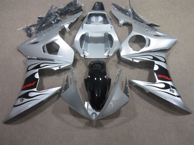 Carenado Moto Yamaha R6 2003-2005 - Plata Negro Rojo Calcomanía