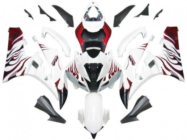 Carenado Moto Yamaha R6 2006-2007 - Blanco Rojo Llama Carenado Moto Yamaha R6 2006-2007 - Blanco Rojo Llama