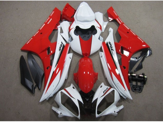 Carenado Moto Yamaha R6 2006-2007 - Blanco Rojo Negro Calcomanía Carenado Moto Yamaha R6 2006-2007 - Blanco Rojo Negro Calcomanía