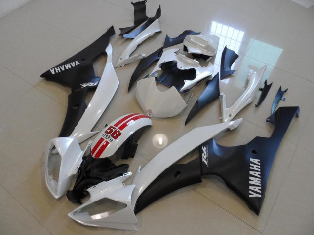 Carenado Moto Yamaha R6 2008-2016 - Blanco Perla & Negro 58 Sic Carenado Moto Yamaha R6 2008-2016 - Blanco Perla & Negro 58 Sic