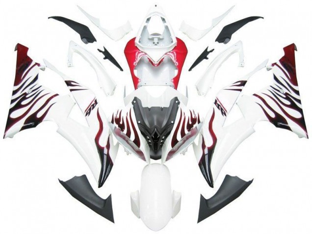 Carenado Moto Yamaha R6 2008-2016 - Blanco Rojo Llama R6 Carenado Moto Yamaha R6 2008-2016 - Blanco Rojo Llama R6