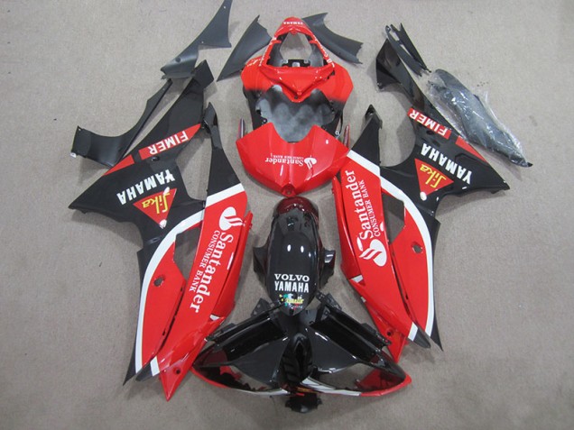 Carenado Moto Yamaha R6 2008-2016 - Negro Rojo Blanco Santander Carenado Moto Yamaha R6 2008-2016 - Negro Rojo Blanco Santander