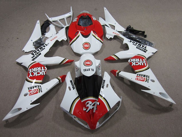 Carenado Moto Yamaha R6 2008-2016 - Rojo Blanco Lucky Strike Carenado Moto Yamaha R6 2008-2016 - Rojo Blanco Lucky Strike