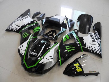Carenados Moto Yamaha R1 2000-2001 - Negro Blanco Verde Monster