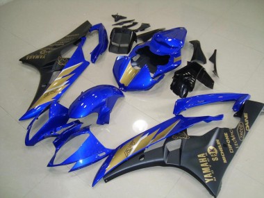 Carenados Moto Yamaha R6 2006-2007 - Pegatina negra azul con dorada