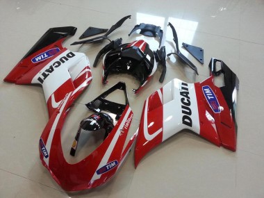 Inyección Kit Carenado Moto Ducati 848 1098 1198 2007-2014 - Rojo Blanco