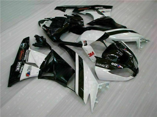 Inyección Kits Carenado Moto Kawasaki ZX6R 2009-2012 - Negro Blanco 3M Touch4 Inyección Kits Carenado Moto Kawasaki ZX6R 2009-2012 - Negro Blanco 3M Touch4