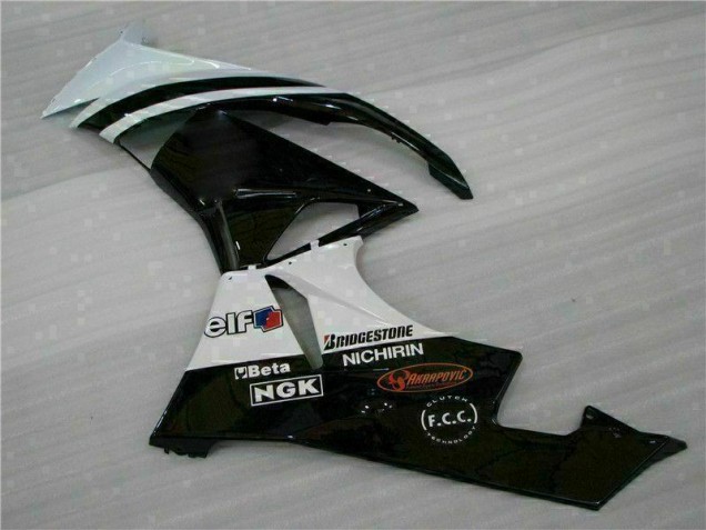 Inyección Kits Carenado Moto Kawasaki ZX6R 2009-2012 - Negro Blanco 3M Touch4 Inyección Kits Carenado Moto Kawasaki ZX6R 2009-2012 - Negro Blanco 3M Touch4