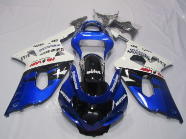 Kit ABS Carenado Motocicleta Suzuki GSXR 600 K1 K2 K3 2001-2003 - Azul Blanco Motul