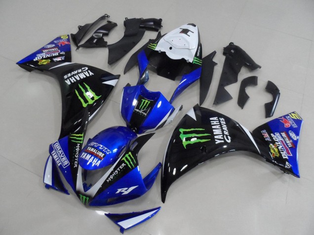 Kit ABS Carenado Motocicleta Yamaha R1 2012-2014 - Azul Negro Monster Kit ABS Carenado Motocicleta Yamaha R1 2012-2014 - Azul Negro Monster