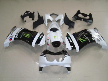 Kit Carenado ABS Completo Kawasaki ZX 250R 2008-2012 - Negro Blanco Monster