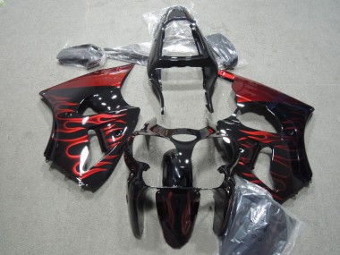 Kit Carenado Moto Kawasaki ZX6R 2000-2002 - Negro Rojo Llama