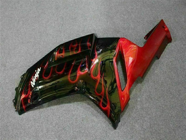 Kit Carenado Moto Kawasaki ZX6R 2007-2008 - Negro Rojo Llama Kit Carenado Moto Kawasaki ZX6R 2007-2008 - Negro Rojo Llama