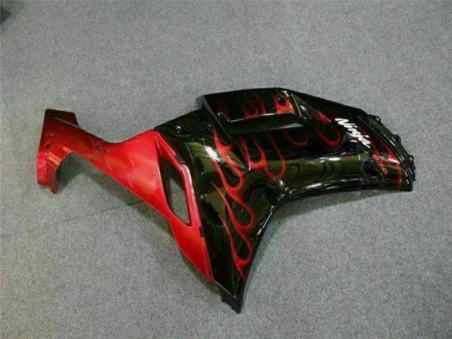 Kit Carenado Moto Kawasaki ZX6R 2007-2008 - Negro Rojo Llama Kit Carenado Moto Kawasaki ZX6R 2007-2008 - Negro Rojo Llama