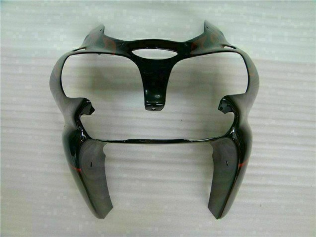 Kit Completo Carenado Moto Kawasaki ZX6R 2000-2002 - Negro Rojo Llama Kit Completo Carenado Moto Kawasaki ZX6R 2000-2002 - Negro Rojo Llama