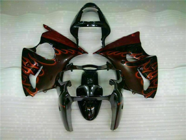 Kit Completo Carenado Moto Kawasaki ZX6R 2000-2002 - Negro Rojo Llama Kit Completo Carenado Moto Kawasaki ZX6R 2000-2002 - Negro Rojo Llama