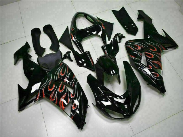 Kits Completo Carenado Moto Kawasaki ZX10R 2006-2007 - Negro Rojo Llama Kits Completo Carenado Moto Kawasaki ZX10R 2006-2007 - Negro Rojo Llama
