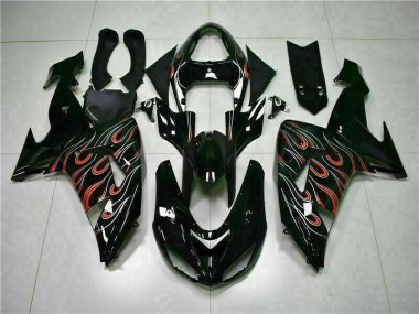 Kits Completo Carenado Moto Kawasaki ZX10R 2006-2007 - Negro Rojo Llama