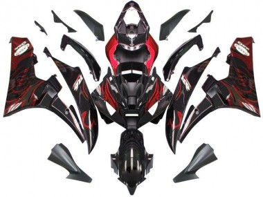 Kits Completo Carenado Moto Yamaha R6 2006-2007 - Negro Rojo Llama