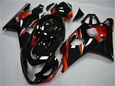 Mejores Carenados Moto Suzuki GSXR 600/750 2004-2005 - Negro Brillante Rojo Raya