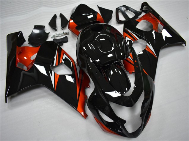 Mejores Carenados Moto Suzuki GSXR 600/750 2004-2005 - Negro Brillante Rojo Raya