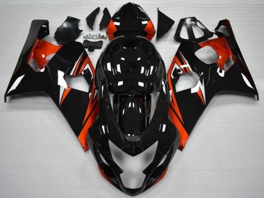 Mejores Carenados Moto Suzuki GSXR 600/750 2004-2005 - Negro Brillante Rojo Raya