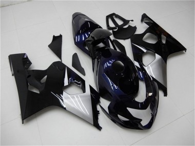 Mejores Carenados Moto Suzuki GSXR 600/750 2004-2005 - Negro Brillante Plata Azul