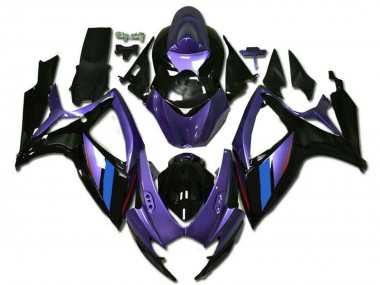 Mejores Carenados Moto Suzuki GSXR 600/750 2006-2007 - Púrpura Azul Negro Brillante Raya