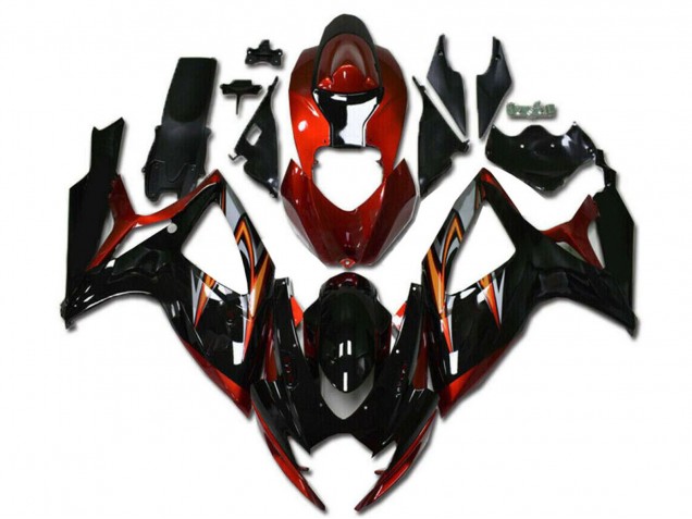 Mejores Carenados Moto Suzuki GSXR 600/750 2006-2007 - Naranja Plata Negro Brillante Raya