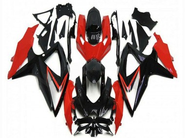 Mejores Carenados Moto Suzuki GSXR 600/750 2008-2010 - Rojo Negro Brillante Raya