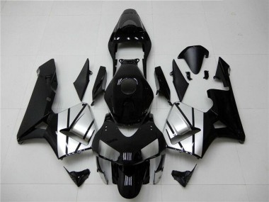 Mejores Carenados Moto Honda CBR600RR 2003-2004 - Plata Negro Brillante Raya
