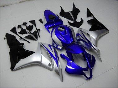 Mejores Carenados Moto Honda CBR600RR 2007-2008 - Plata Azul Negro Brillante OEM Estilo