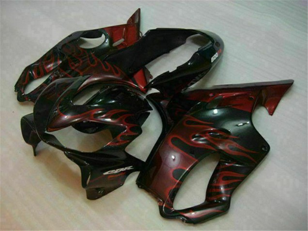 Mejores Carenados Moto Honda CBR600 F4i 2004-2007 - Negro Brillante Rojo Llama
