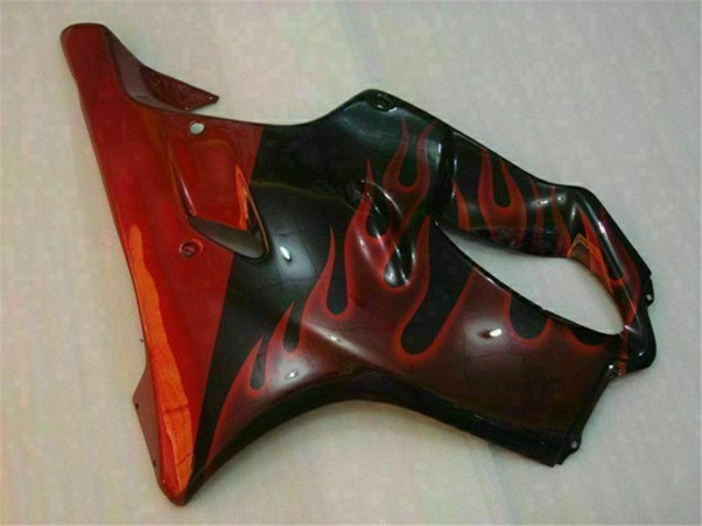 Mejores Carenados Moto Honda CBR600 F4i 2004-2007 - Negro Brillante Rojo Llama
