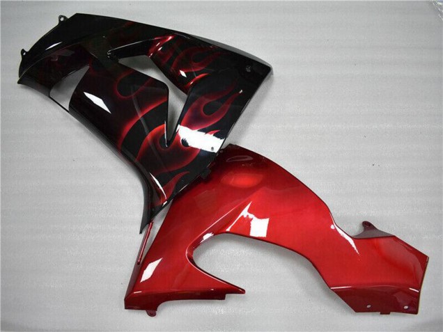 Mejores Carenado Moto Kawasaki ZX10R 2006-2007 - Negro Brillante Rojo Llama