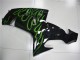Mejores Carenados Moto Kawasaki ZX10R 2006-2007 - Negro Brillante Verde Llama