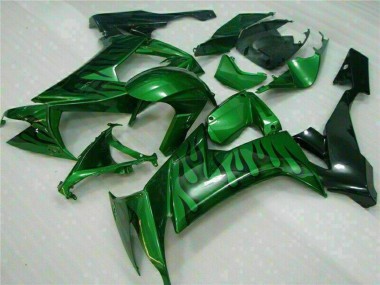 Mejores Carenados Moto Kawasaki ZX10R 2008-2010 - Negro Brillante Verde Llama