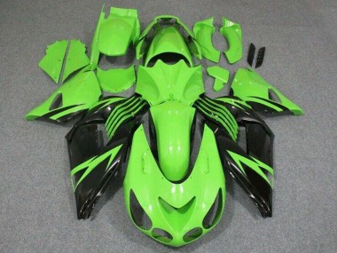 Mejores Carenado Moto Kawasaki ZX14R ZZR1400 2006-2011 - Verde Negro Brillante