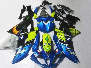 Mejores Carenados Moto Yamaha YZF R6 2008-2016 - Azul Amarillo Negro Tiburón