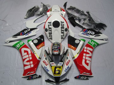 Mejores Carenados Moto Honda CBR1000RR 2012-2016 - Blanco Rojo Verde Givi PlayBoy