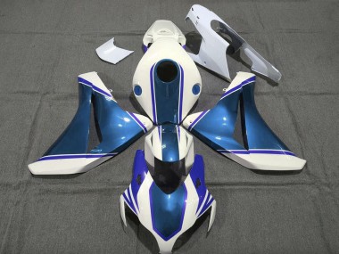 Mejores Carenados Moto Honda CBR1000RR 2008-2011 - Blanco Lustroso Azul Perla