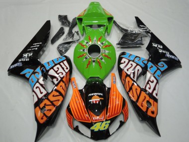Mejores Carenados Moto Honda CBR1000RR 2006-2007 - Verde Naranja Azul Negro Brillante Rossi 46