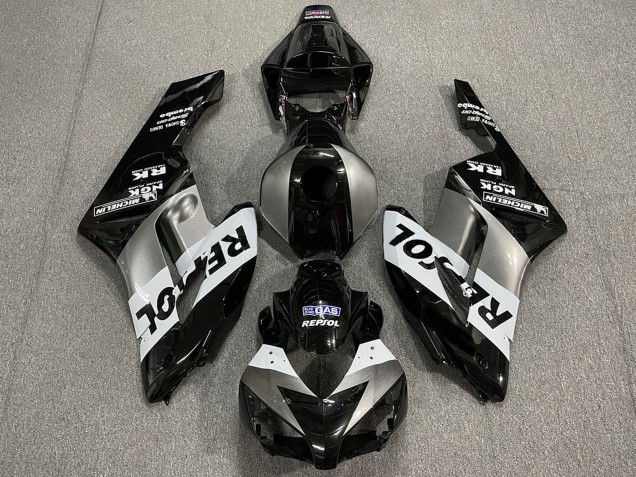 Mejores Carenados Moto Honda CBR1000RR 2004-2005 - Plata Blanco Negro Brillante Repsol
