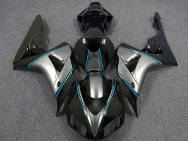 Mejores Carenados Moto Honda CBR1000RR 2006-2007 - Plata Azul Negro Brillante Pinstripe