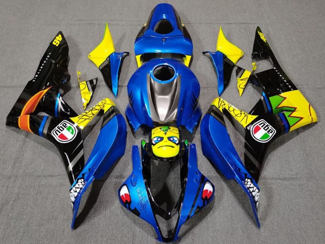 Mejores Carenados Moto Honda CBR600RR 2007-2008 - Azul Amarillo Negro Brillante Tiburón