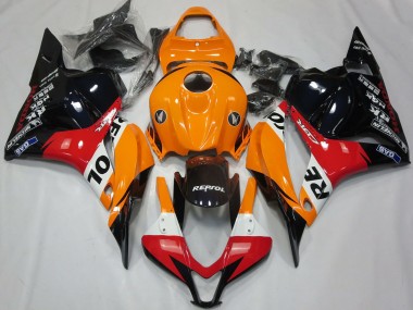Mejores Carenado Moto Honda CBR600RR 2009-2012 - Naranja Blanco Rojo Negro Brillante Repsol