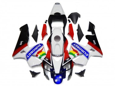 Mejores Carenado Moto Honda CBR600RR 2003-2004 - Blanco Rojo Azul Negro Brillante EuroBet