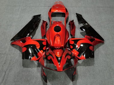 Mejores Carenado Moto Honda CBR600RR 2003-2004 - Rojo Negro Brillante