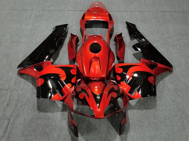 Mejores Carenado Moto Honda CBR600RR 2003-2004 - Rojo Negro Brillante